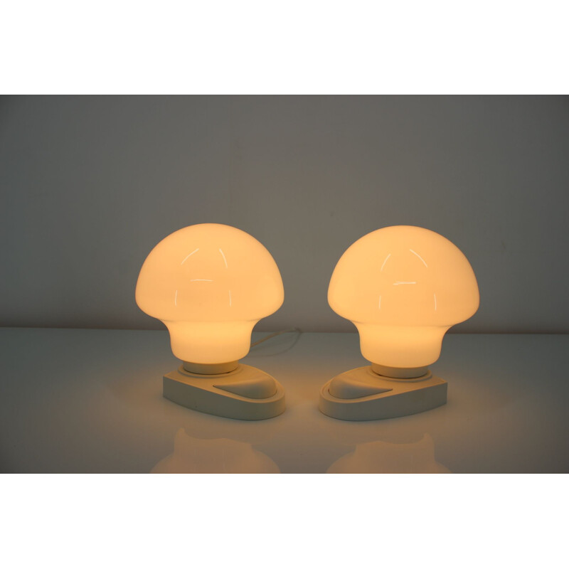 Pair of small white table lamps, 1970s