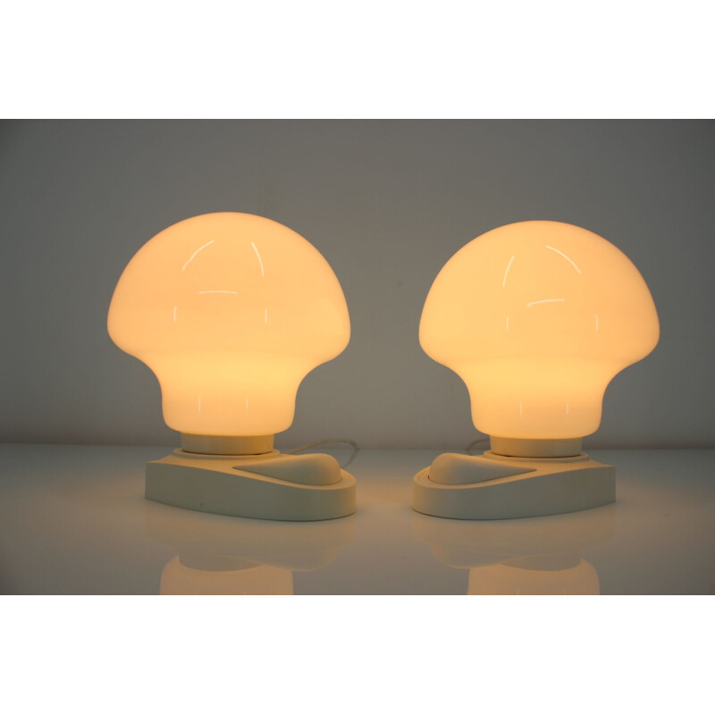 Pair of small white table lamps, 1970s