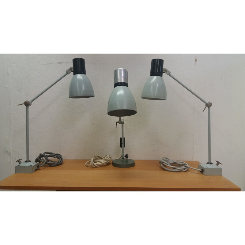 Lampe de table industrielle vintage, Tchécoslovaquie 1950