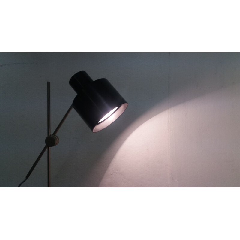 Lampe de table vintage noire industrielle, Tchécoslovaquie 1960