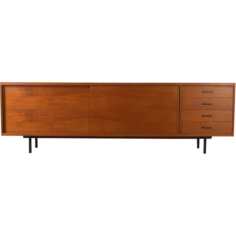 Vintage sideboard  in teak veneer with four drawers Hans Könecke Germany 1960