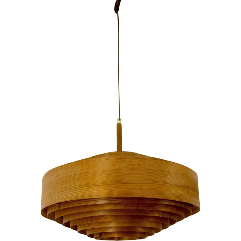 Vintage Hans-Agne Jakobsson Wooden Pendant Lamp for AB Ellysett Markaryd, Sweden 1960s