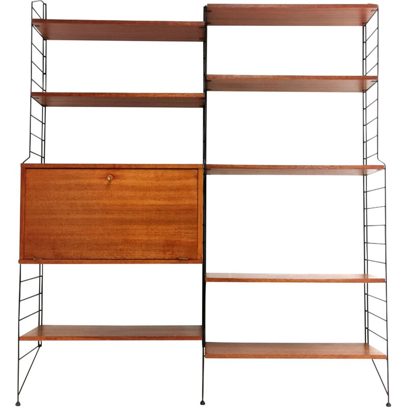 Vintage modular teak shelving by Nisse Strinning 1960