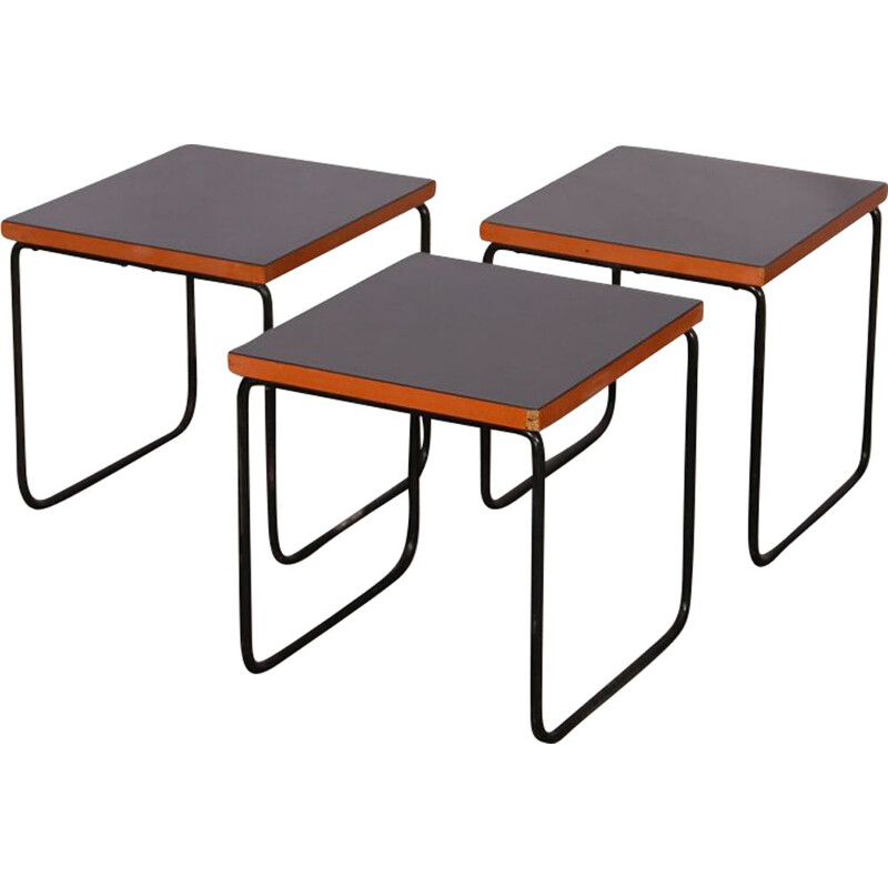 Suite of 3 vintage coffee tables Pierre Guariche, 1950