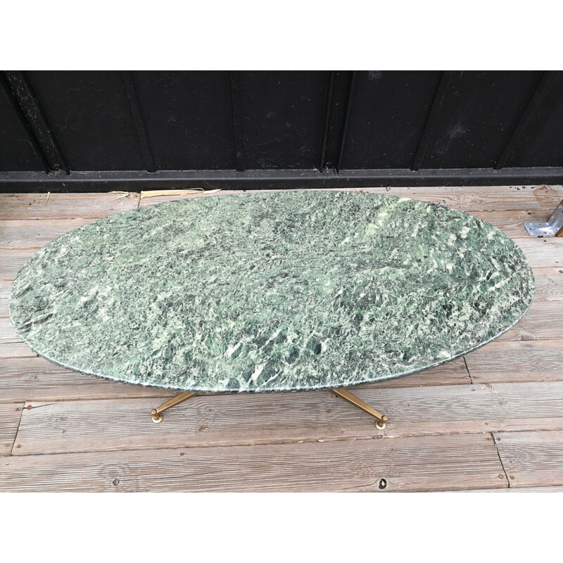 Vintage coffee table green marble Michel Kin-Arflex