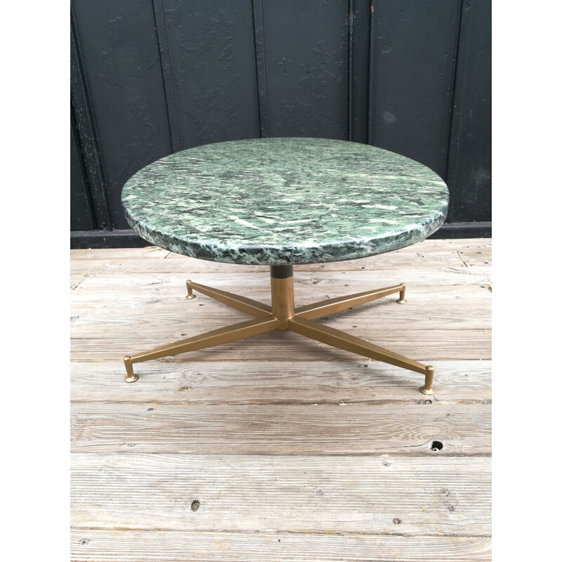 Vintage coffee table green marble Michel Kin-Arflex