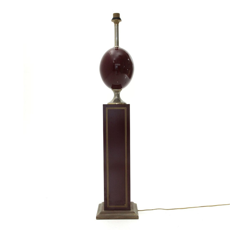 Vintage Floor lamp in brass and burgundy lacquered wood, 1970s