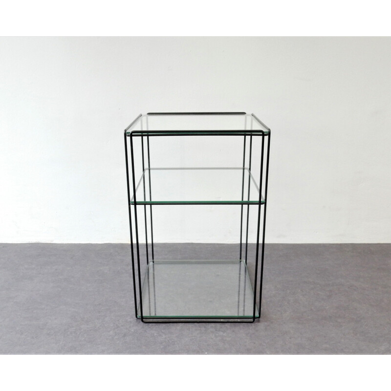 Vintage side table in metal and isocele glass by Max Sauze, France 1970
