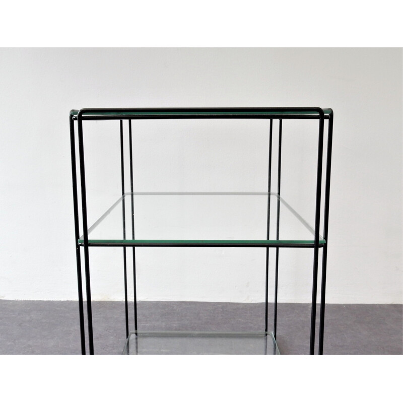 Vintage side table in metal and isocele glass by Max Sauze, France 1970