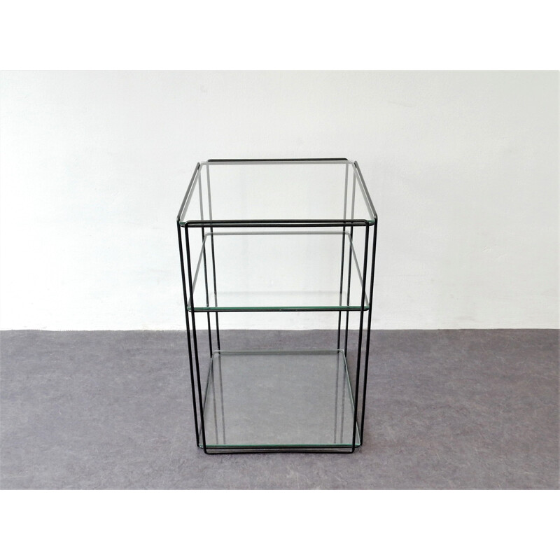 Vintage side table in metal and isocele glass by Max Sauze, France 1970