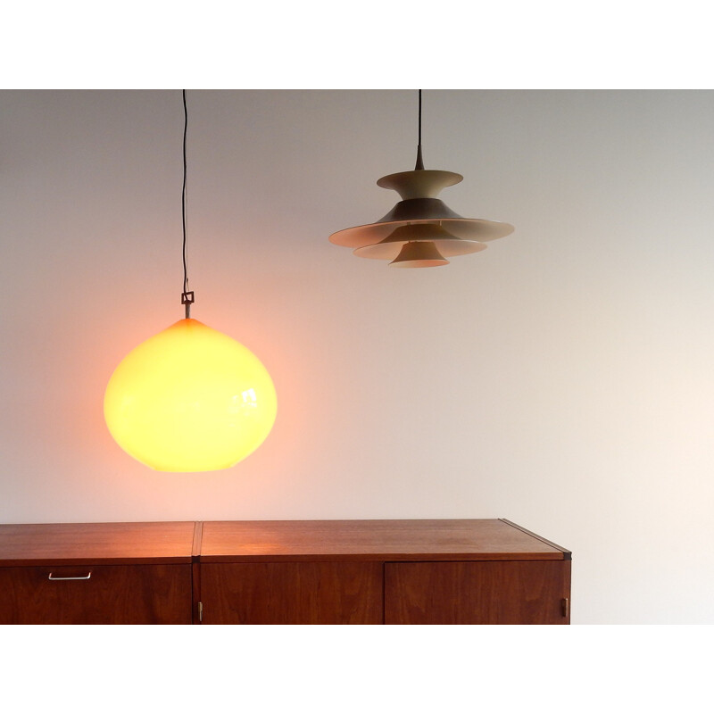 Large Vintage orange 'Onion' pendant lamp by Alessandro Pianon for Vistosi, Italy 1950s