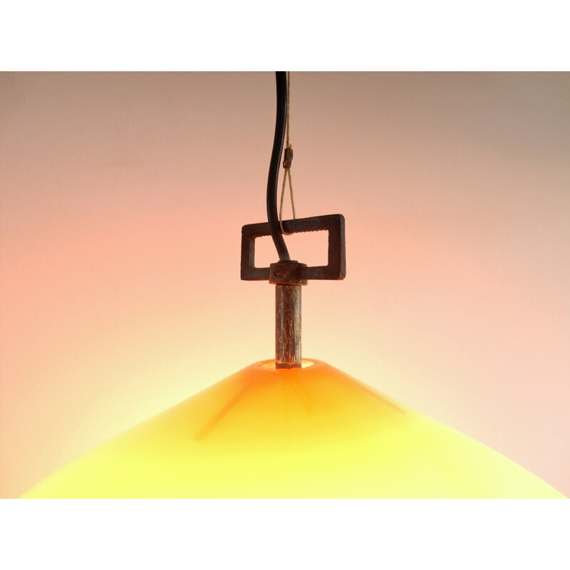 Large Vintage orange 'Onion' pendant lamp by Alessandro Pianon for Vistosi, Italy 1950s