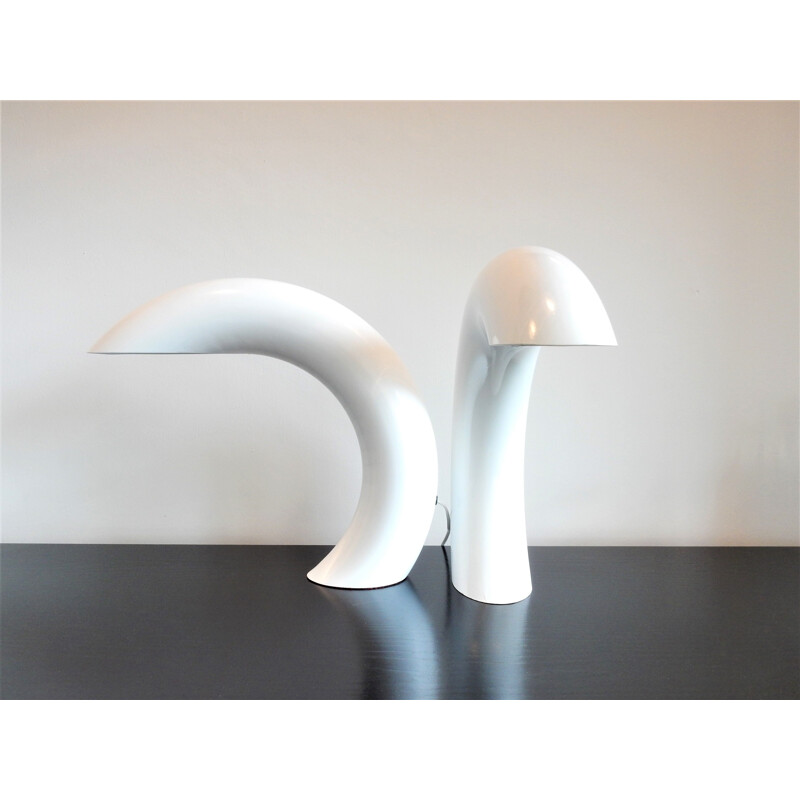 Lampe de table vintage sculpturale blanche de Georges Frydman, France 1960