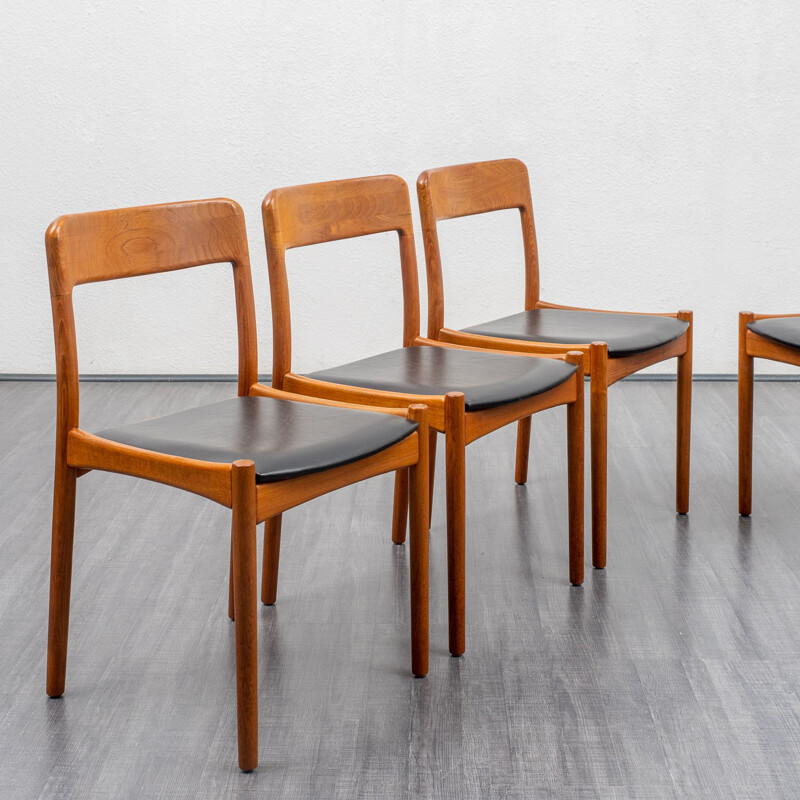 Set of 6 vintage teak dining room chairs, Scandinavian style, 1960s 