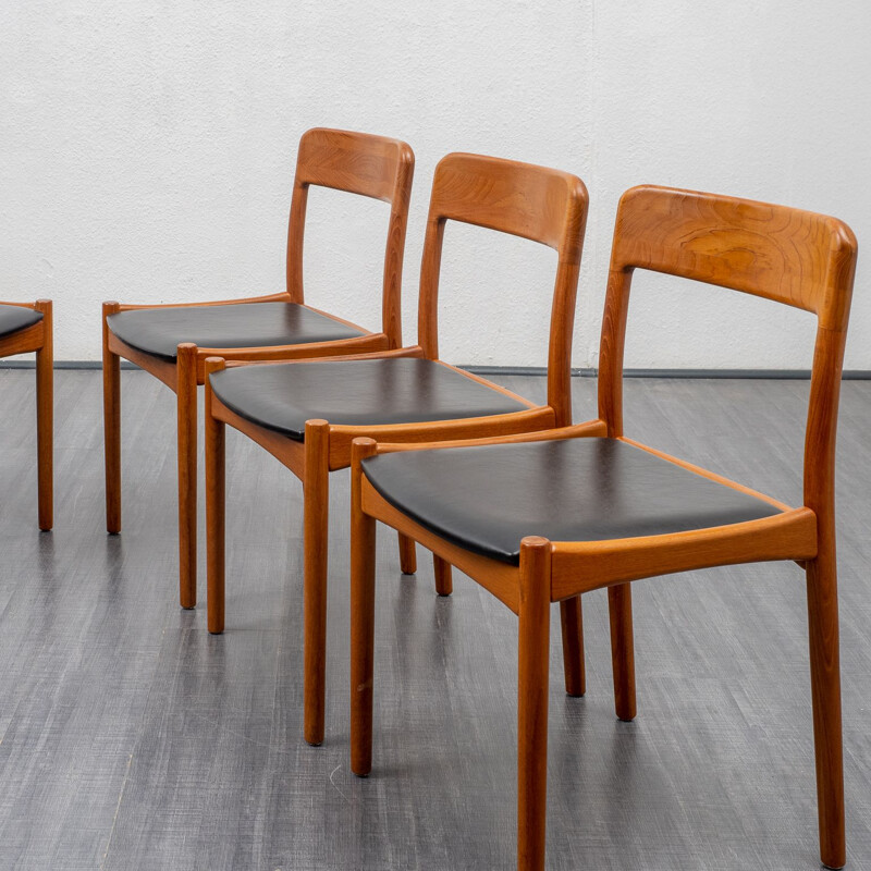 Lot de 6 chaises vintage en teck scandinave 1960 