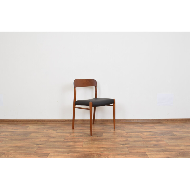 Pair of Mid-Century Teak & Leather Chairs by N. O. Møller for J.L. Møller, Danish 1960s