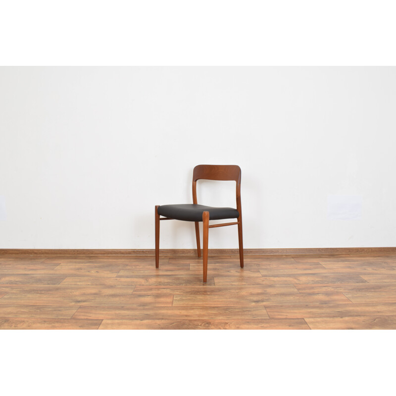 Pair of Mid-Century Teak & Leather Chairs by N. O. Møller for J.L. Møller, Danish 1960s