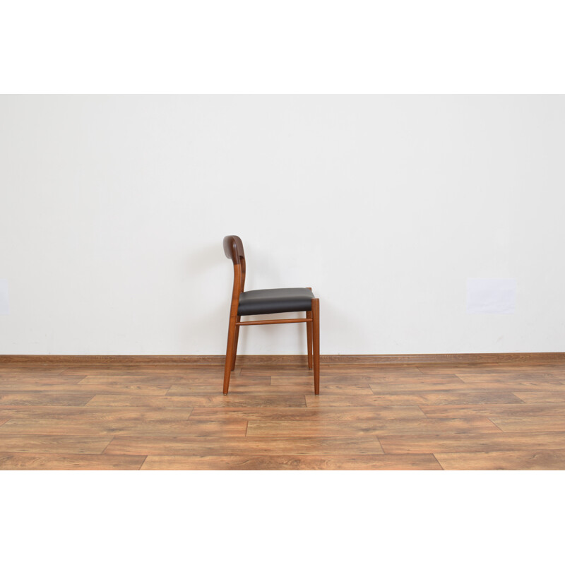 Pair of Mid-Century Teak & Leather Chairs by N. O. Møller for J.L. Møller, Danish 1960s