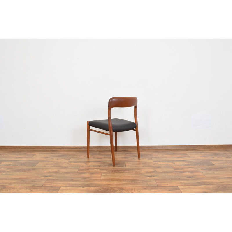 Pair of Mid-Century Teak & Leather Chairs by N. O. Møller for J.L. Møller, Danish 1960s