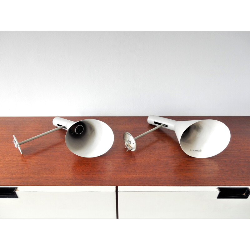 Pair of vintage early AJ Visor wall lamps by Arne Jacobsen for Louis Poulsen, Denmark 1950s