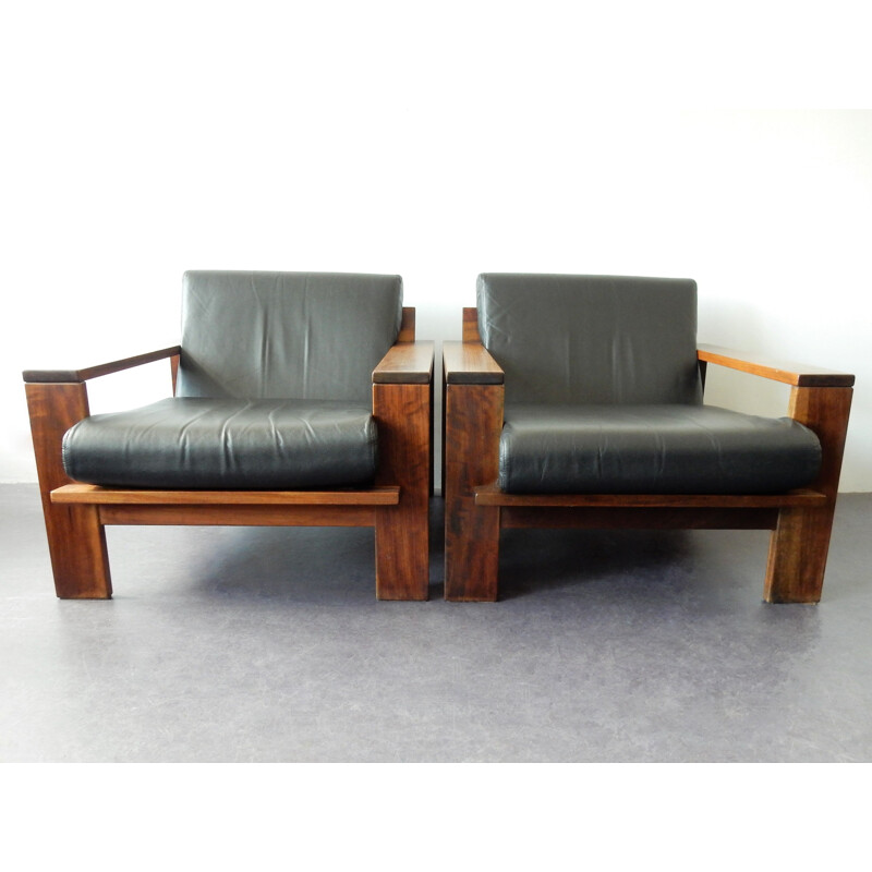 Pair of vintage cubistic loungechairs, 1960s