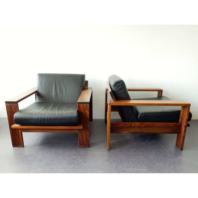 Paire de fauteuils louge vintage cubistes  1960