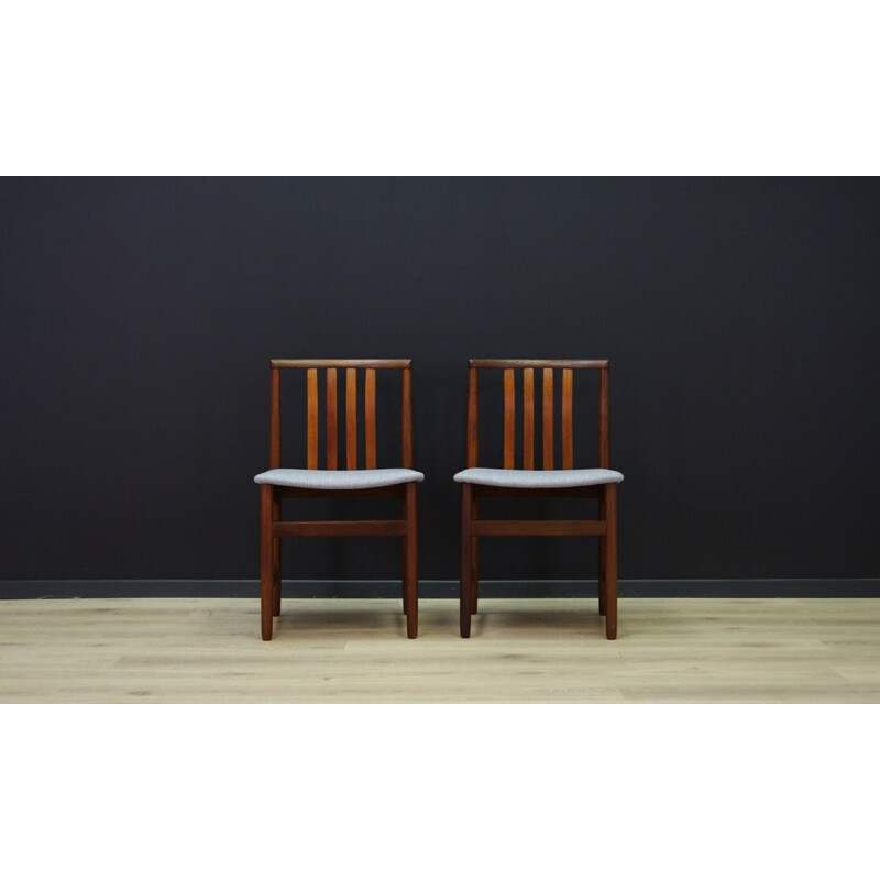 Pair of vintage gray chairs in teak Scandinavian 1970	