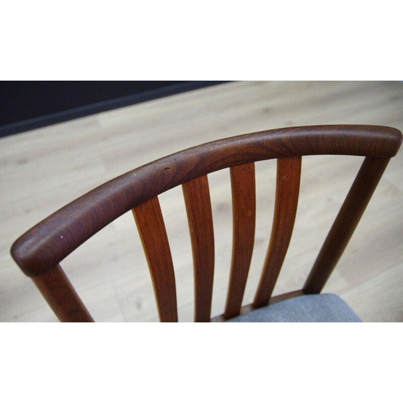 Paire de chaises vintage grises en teck scandinave 1970