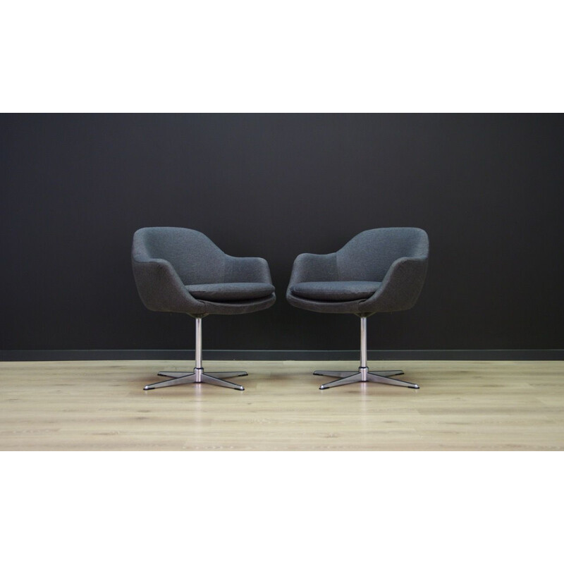 Pair of Vintage armchairs gray Scandinavian 1970s