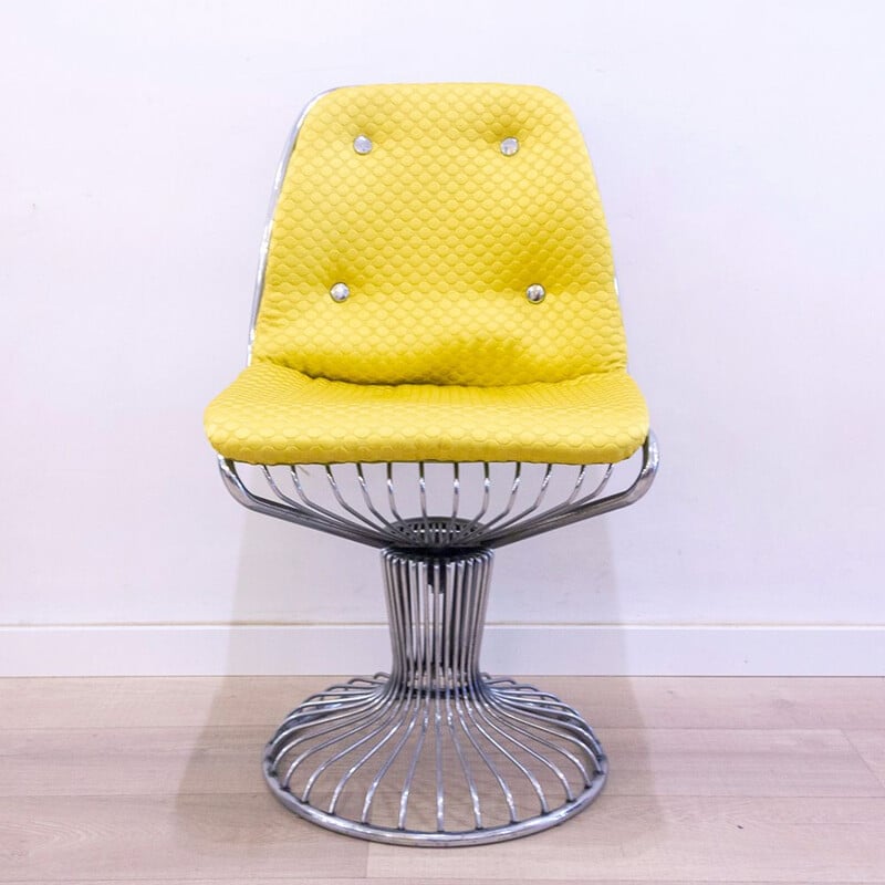 Vintage Metal Wire Swivel Chair, 1960s