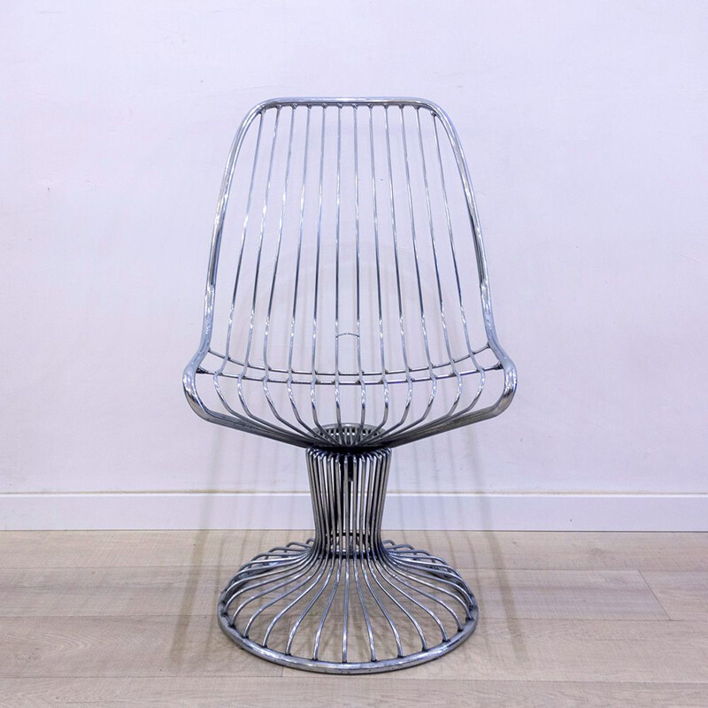 Vintage Metal Wire Swivel Chair, 1960s