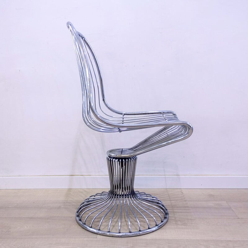 Vintage Metal Wire Swivel Chair, 1960s