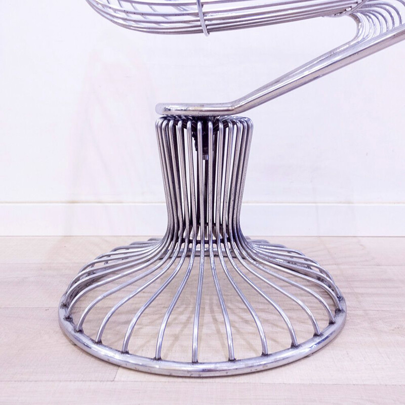 Vintage Metal Wire Swivel Chair, 1960s