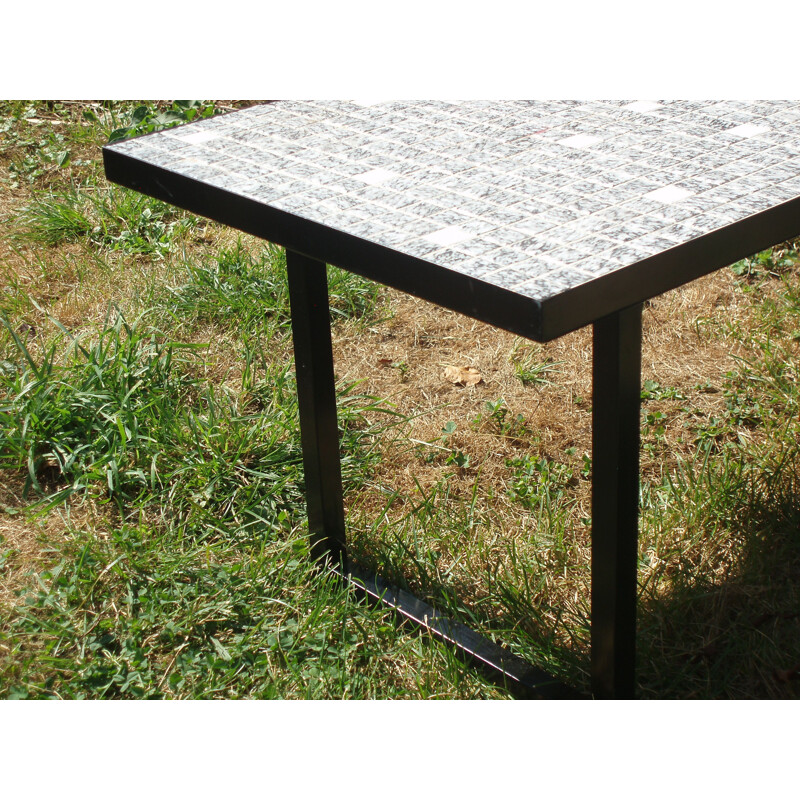 Vintage coffee table for living room in grey and white ceramic 1970