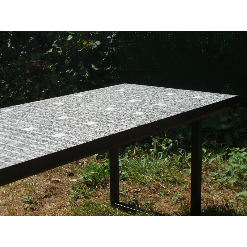 Vintage coffee table for living room in grey and white ceramic 1970