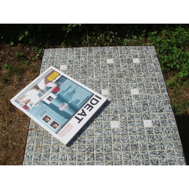 Vintage coffee table for living room in grey and white ceramic 1970