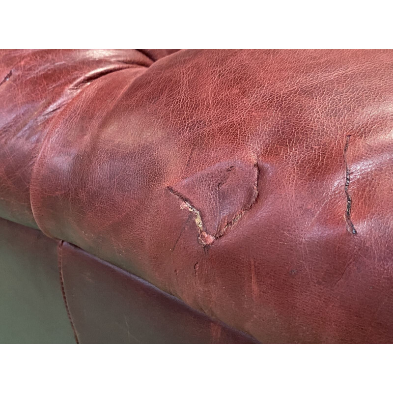 Large vintage leather Chesterfield sofa 1970