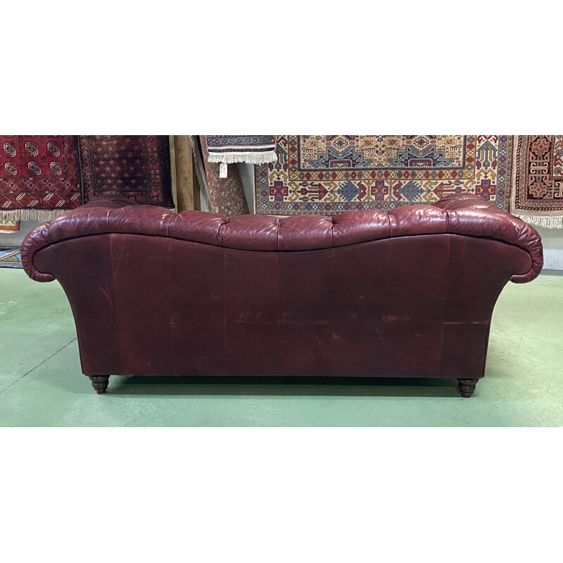 Large vintage leather Chesterfield sofa 1970