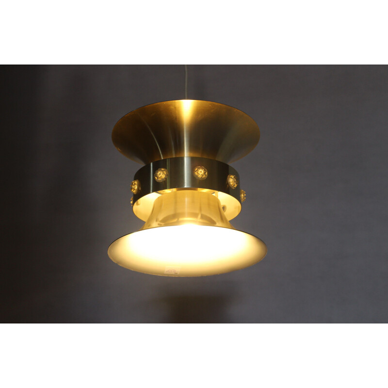 Vintage brass alloy pendant lamp by Carl Thore by Granhaga, 1960 to 1970