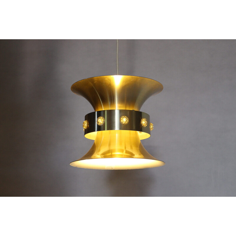 Vintage brass alloy pendant lamp by Carl Thore by Granhaga, 1960 to 1970