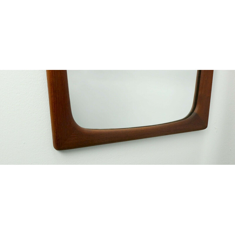 Large vintage rectangular danish modern WALL MIRROR with teak frame 1960s