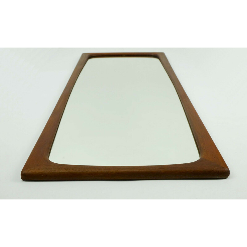 Large vintage rectangular danish modern WALL MIRROR with teak frame 1960s