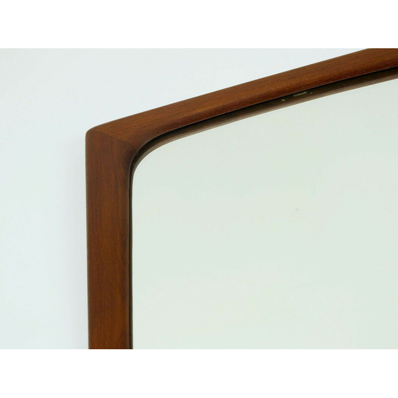 Large vintage rectangular danish modern WALL MIRROR with teak frame 1960s