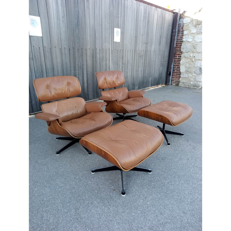 Pair of Lounge armchairs and ottomans 1960