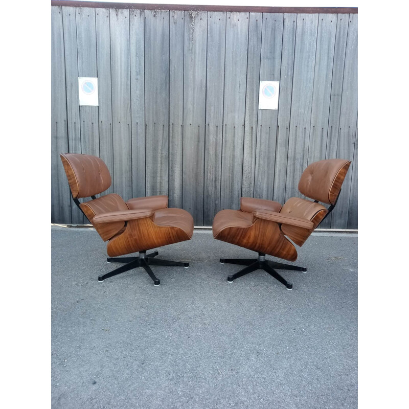 Paire de fauteuils et ottomans Lounge 1960