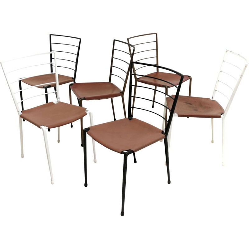 6 Vintage Robert Heal Ladderax Metal Dining Chairs