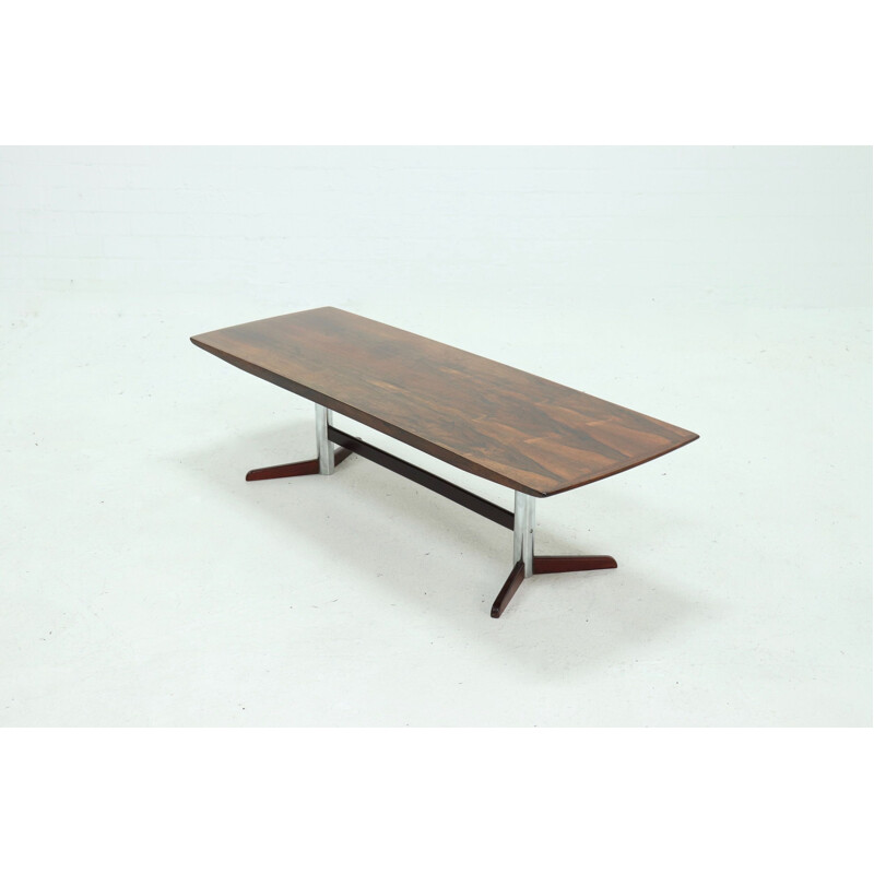 Mid Century Rosewood and Chrome Coffee Table 1960s