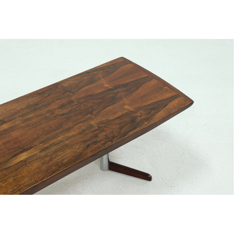 Table basse vintage en palissandre et chrome 1960