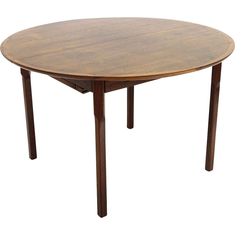 Vintage Wooden table with round extendable top, 1960s