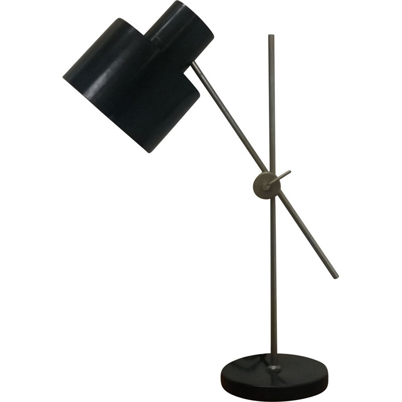 Lampe de table vintage noire industrielle, Tchécoslovaquie 1960